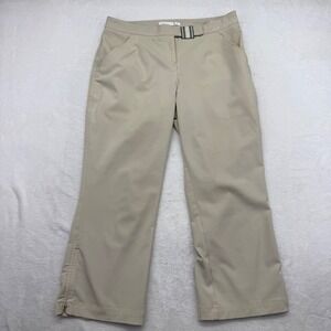 Nike Golf Women's Tan Straight Leg Capri Pants Size 8 Dri-Fit Athletic Zip Ankle